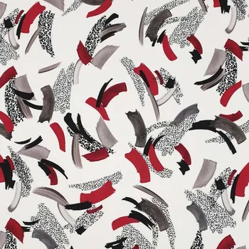 Šatovka bílá, červeno-šedý vzor, š.140