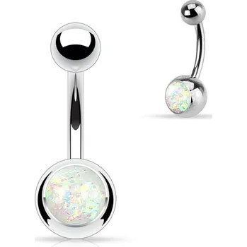 Piercing Piercing do pupíku - banánek bílý glitrový