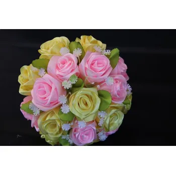 umělá květina Kytice žluto-růžová