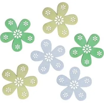 Dřevěné květy 6 cm, 6 ks 3844