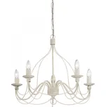 závěsné stropní svítidloI deal lux Court 005881 5x40W E14 - starožitná bílá + Sada inteligentní žárovky E14 s dálkovým ovladačem - RGB, WiZ