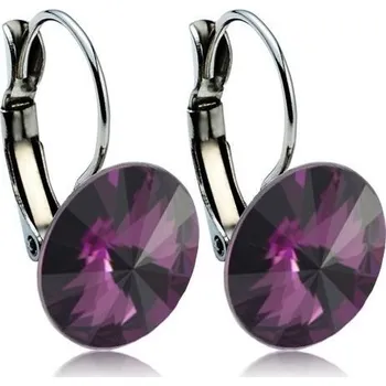 Náušnice Ocelové náušnice s krystaly Swarovski 12 mm, AMETHYST