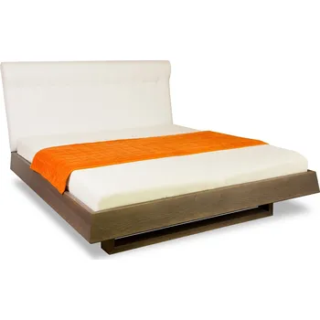 Postel Krajča Manželská postel z masivu Claudio 160 x 200 cm (jasan) Povrchová úprava dřeva: Bezbarvý olej OSMO, Druh dřeva: Jasan, Barva čalounění: Šedá