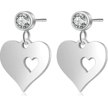Náušnice Ocelové náušnice srdce v srdci