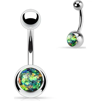 Piercing Piercing do pupíku - banánek zelenozlatý glitrový