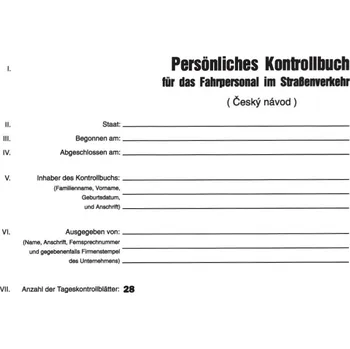 Tiskopis Kontrolbuch - Kontrolní knížka pro řidiče RVM 1731