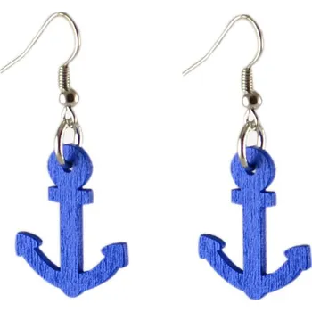 Náušnice Náušnice 22bm014-30a - modrá kotva