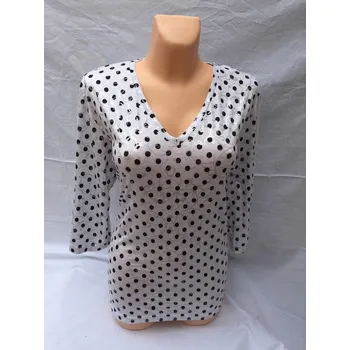 Dámské šaty Společenská puntíkovaná halenka BIKO, Barva Bílá, Velikost XXXL 54, Materiál 98% Polyester 2% Lycra