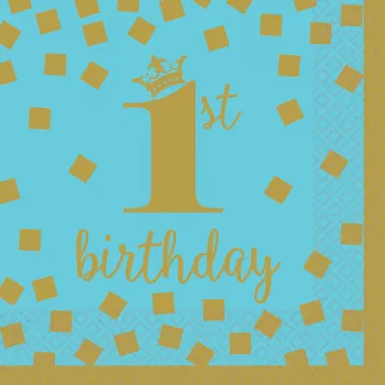Papírový ubrousek Chlapeček 1st Birthday ubrousky 16 ks, 25 cm x 25 cm