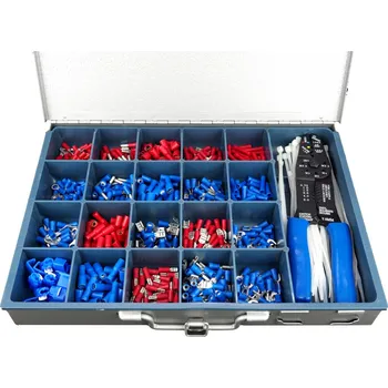 Krimpovací kleště TERMICO Sada elektro konektorů 630 ks + krimpovací kleště