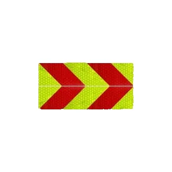 Samolepka reflexní červeno žluté šrafování (560x140 mm) sada 2 ks, reflexní třída 3