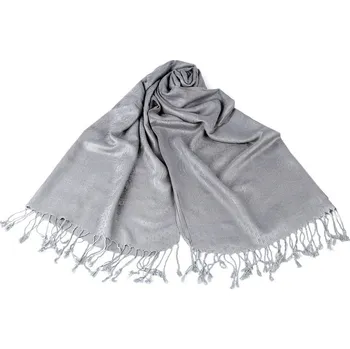 Šátek Šála typu pashmina s třásněmi 65x170 cm - 4 šedá