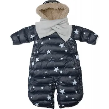 Dámský overall 7AM Enfant Doudoune overal se šálou Print Black Stars