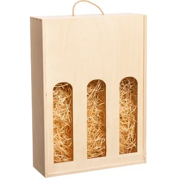 Dárková krabička Kazeta na 3 vína - s oblouky