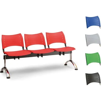 Lavice do čekáren, trojmístná, chrom-plast, Visio Barva: černá
