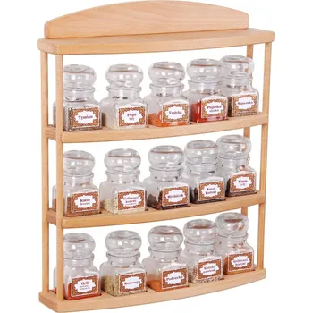 Drátěná police Polička na kořenky 713 - polička s patnácti skleněnými kořenkami