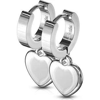 Náušnice Ocelové náušnice - kroužky se srdíčky