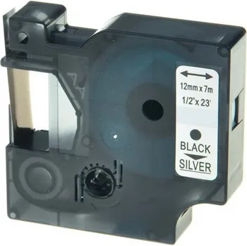 Pásek do tiskárny Kompatibilní páska s Dymo 53722, 24mm x 7m, černý tisk / stříbrný podklad