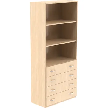 Policová skříň Kancelářská skříň čtyřzásuvková polootevřená – E88