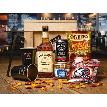 Dárkový potravinový koš Dárková bedna s whisky Jack Daniels Honey