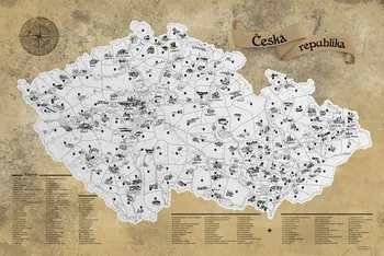 Plakát Giftio Stírací mapa Česka Deluxe XL stříbrná