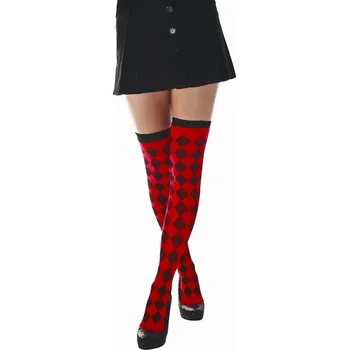 Karnevalový kostým Dámské podkolenky - Červené s kosočtverci