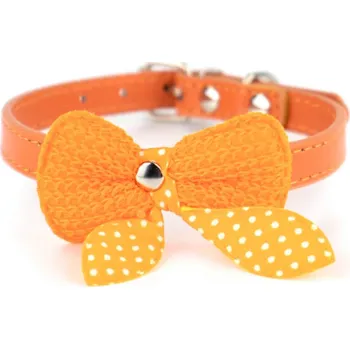 Obojek pro psa Vsepropejska Fashion obojek s motýlkem | 18 - 36 cm Barva: Oranžová, Obvod krku: 24 - 29 cm