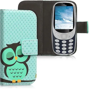 Pouzdro na mobilní telefon Kwmobile Chic Wallet pro Nokia 3310 tyrkysová sova