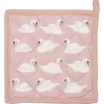 Chňapka Růžová podložka pod hrnec s labutěmi - 20*20 cm