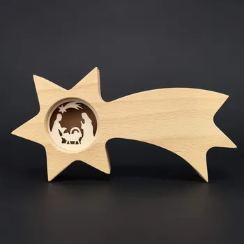 Vánoční dekorace AMADEA Dřevěná kometa s vkladem - betlém, masivní dřevo,19x10x3 cm