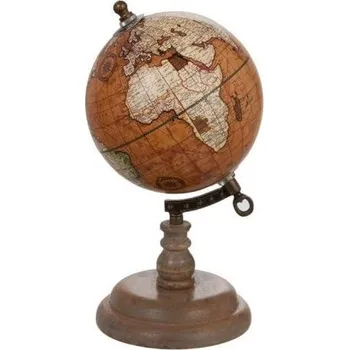Glóbus Dekorace hnědý glóbus na podstavci Rustic - Ø13*25cm