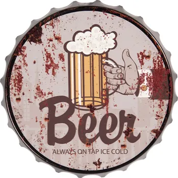 Plechová cedule Kovová kulatá cedule Beer -Ø 33*5 cm