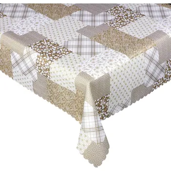 Ubrus s nešpinivou úpravou, Patchwork , béžový