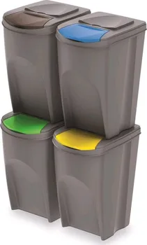 Odpadkový koš Prosperplast Sortibox 4 x 35 l koš na tříděný odpad šedý kámen