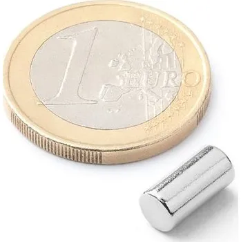 Dekorativní magnet Neodymový tyčový magnet Ø&nbsp;5&nbsp;mm, v.&nbsp;10&nbsp;mm, síla 950&nbsp;g