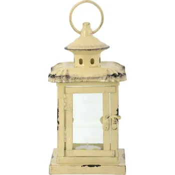 Lucerna Lucerna kovová krémová 11,5x11,5x21,5cm