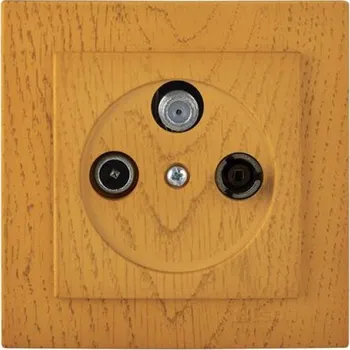 vypínač ELITE - TV-R-SAT zásuvka koncová - světlé dřevo - dub (ZETRSK-D1)