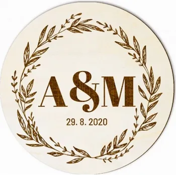 Svatební dekorace Svatební magnet věnec s iniciály