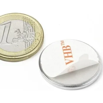 Dekorativní magnet Neodymový magnet kotouč Ø 25 mm, v. 2 mm, samolepicí 3M, síla 3,3 kg