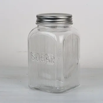 Dóza na potraviny Skleněná dóza na cukr SUGAR 18x10x10cm