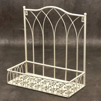 Stojan na květiny Kovový nástěnný stojan na květiny bílý 40x40x19cm