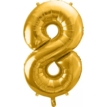 Balónek Balónek fóliový číslo "8" zlatý 86 cm, metalický