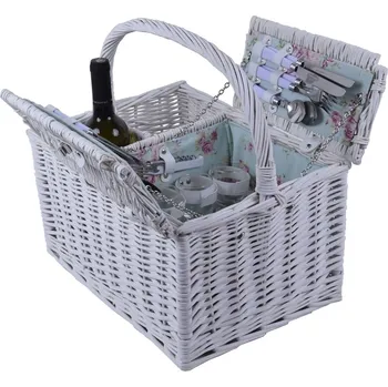 Piknikový koš Piknikový koš pro 4 osoby květinový vzor 40x30x24cm