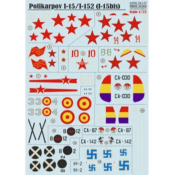Plastikový model Print Scale 1/72 Polikarpov I-15/I-152/I-15bis (wet decals)
