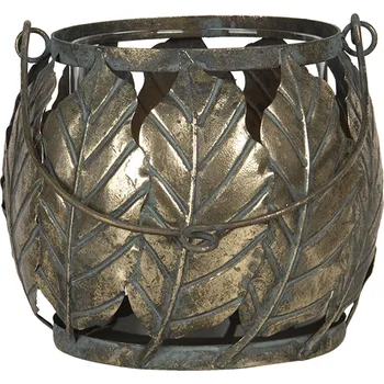 Svícen Měděná lucerna s listy Theophille - 17*17*15 cm