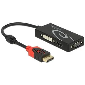 Video kabel Delock Adaptér Displayport 1.2 samec > VGA / HDMI / DVI samice 4K pasivní černý