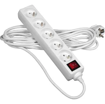 Napájecí kabel Prodlužovací kabel 2m 5 zásuvek s vypínačem