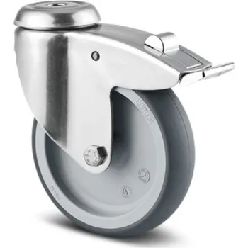 Dvoukolový ruční vozík Nerezové přístrojové kolečko PJO 125, otočné s brzdou,středový šroub