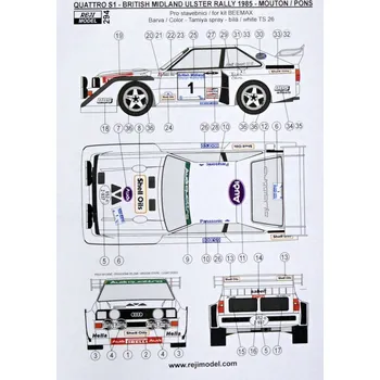 Plastikový model Reji model 1/24 Quattro Sport S1 - Ulster Rally 1985 (decals)