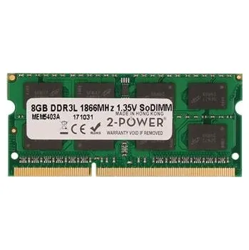 Operační paměť 2-Power 8GB PC3L-14900S 1866MHz DDR3 CL13 1.35V SoDIMM 2Rx8 1.35V (DOŽIVOTNÍ ZÁRUKA)